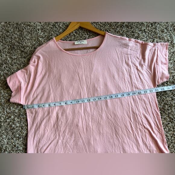 Zenana short sleeve pink top plus size 2X stretchy Essential - Picture 5 of 6